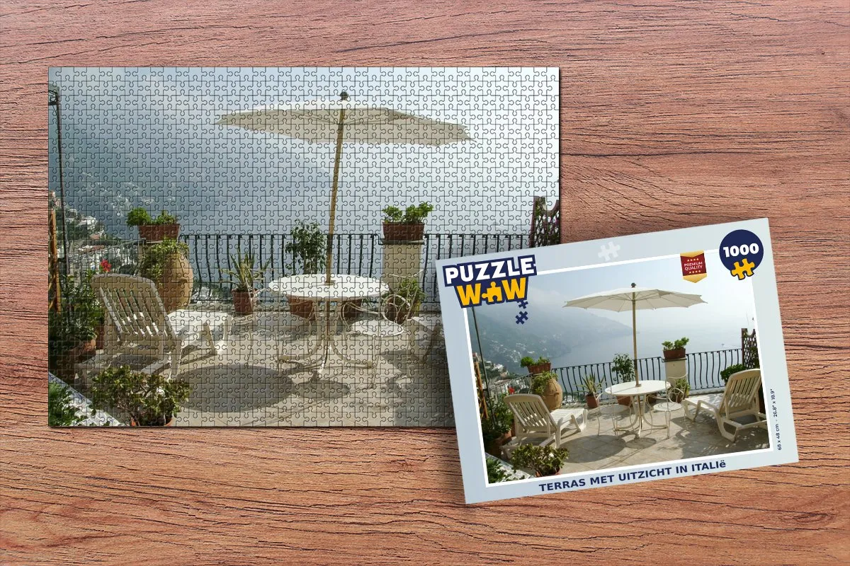 PuzzleWow Legpuzzel Terras met uitzicht Italië 1000 Stuks