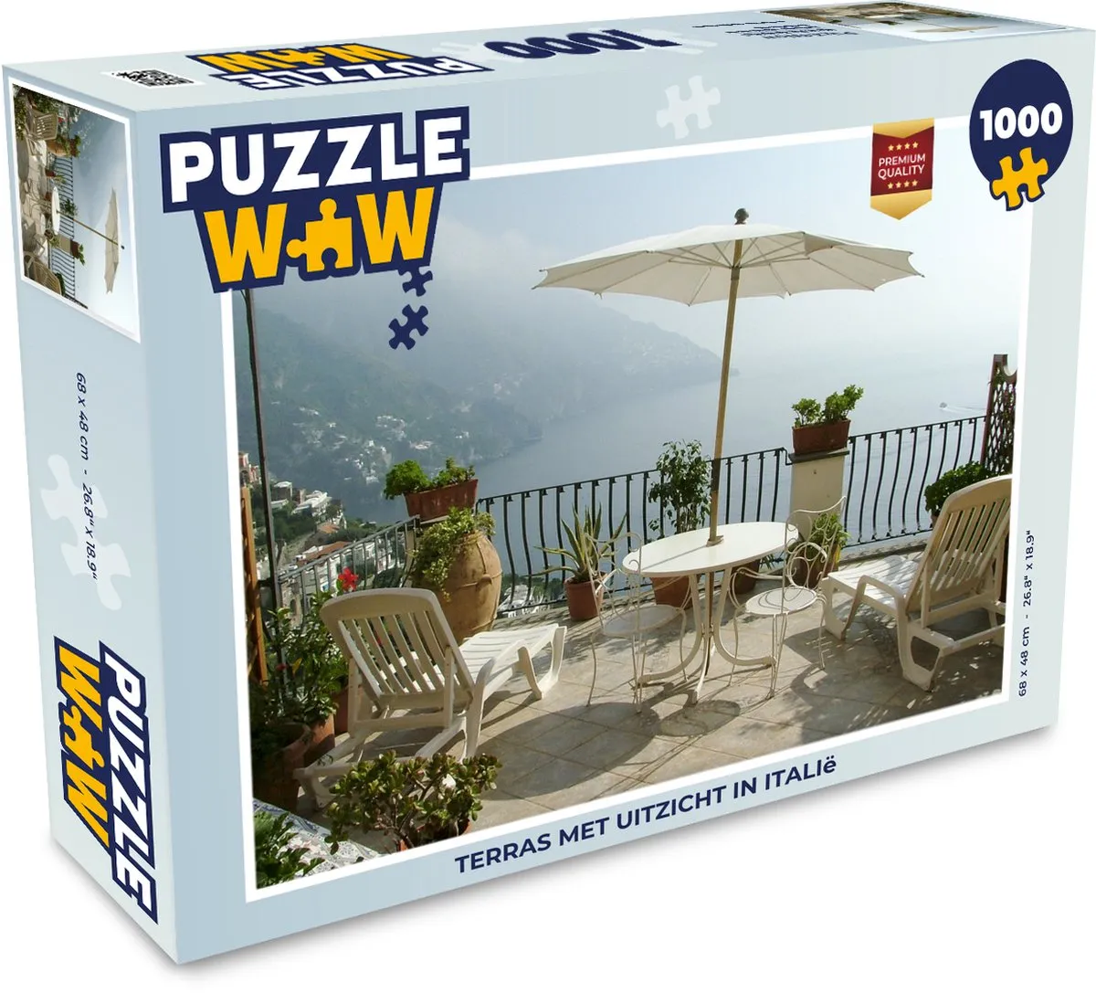 PuzzleWow Legpuzzel Terras met uitzicht Italië 1000 Stuks - Multicolor