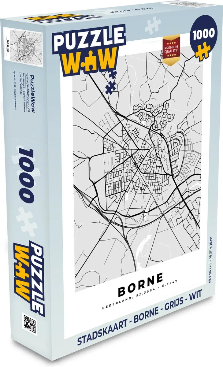 PuzzleWow Stadskaart Borne Legpuzzel 1000 Stuks