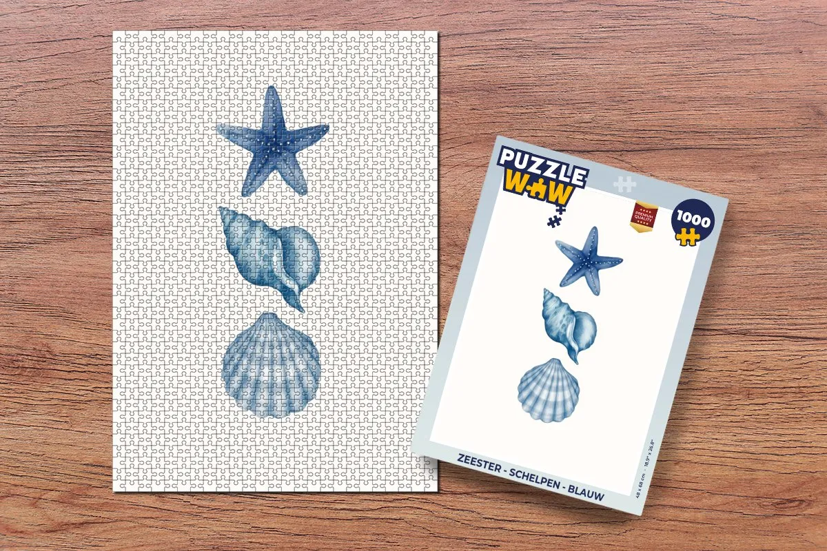 PuzzleWow Zeester Schelpen Legpuzzel 1000 Stuks - Blauw