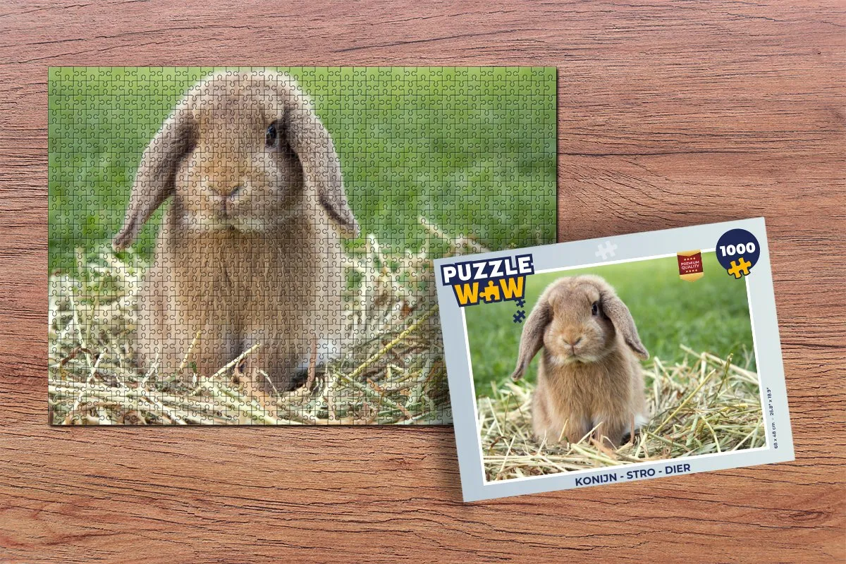 PuzzleWow Konijn Stro Legpuzzel 1000 Stuks - Multicolor