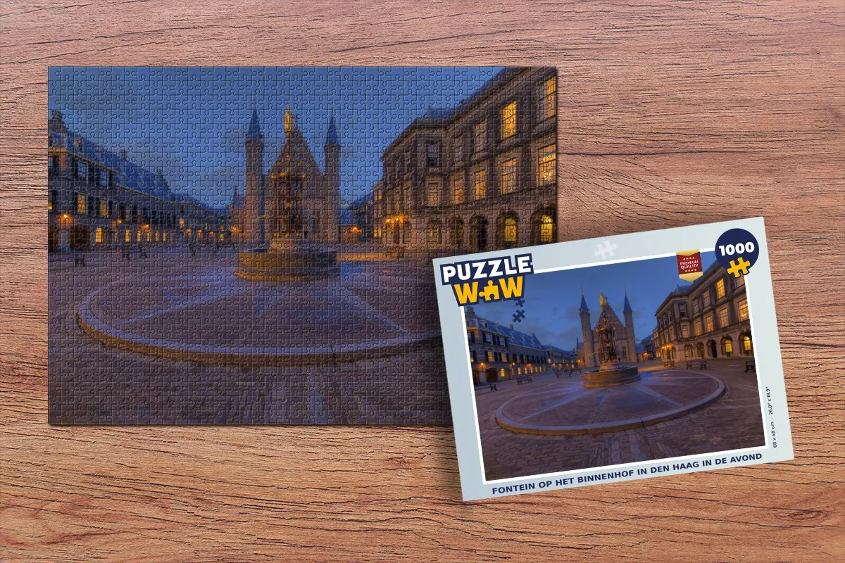 PuzzleWow Legpuzzel 1000 Stuks - Fontein op het Binnenhof Multicolor