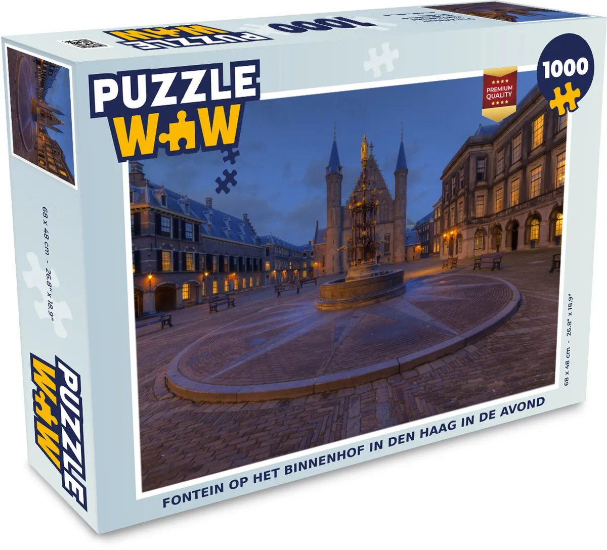 PuzzleWow Legpuzzel 1000 Stuks - Fontein op het Binnenhof Multicolor