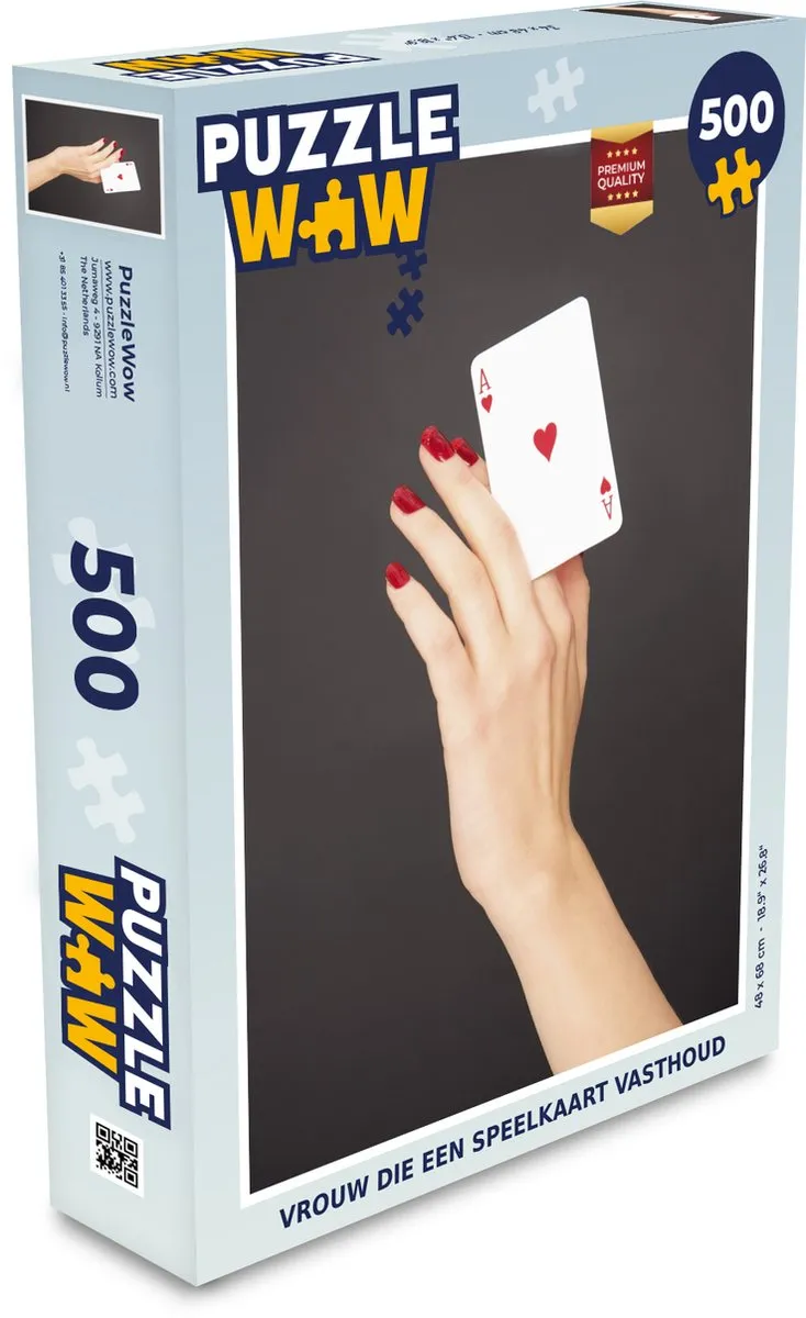 PuzzleWow Legpuzzel Vrouw met Speelkaart 500 Stuks
