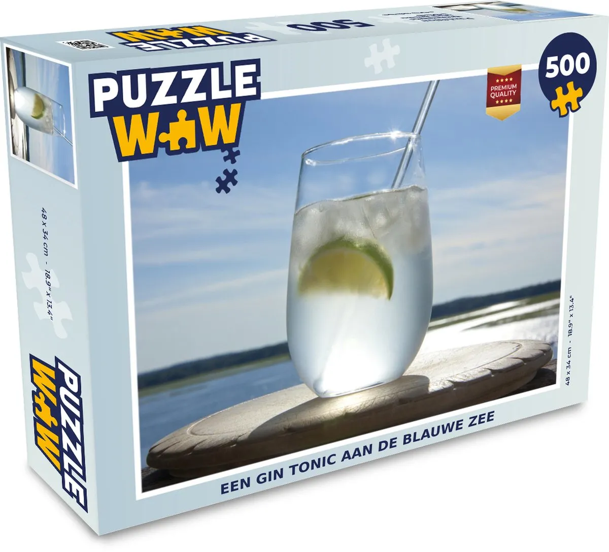 PuzzleWow Legpuzzel Een Gin Tonic aan de Blauwe Zee 500 Stuks