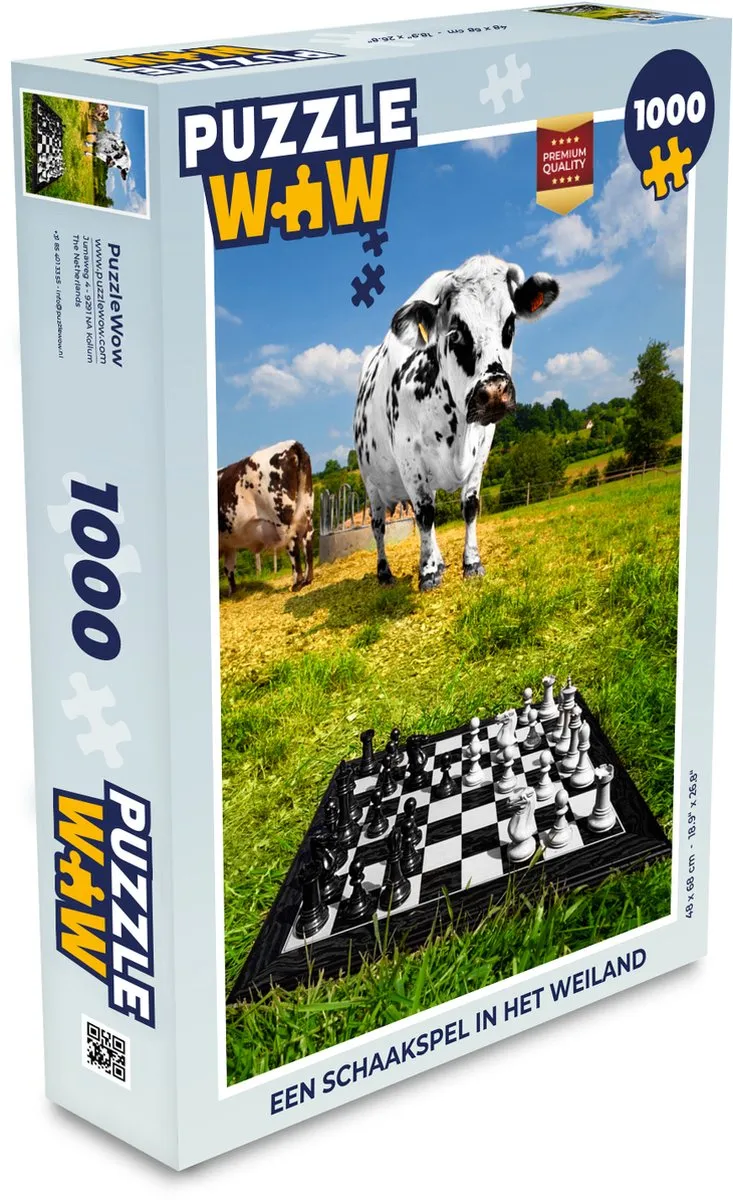 PuzzleWow Schaakspel in het Weiland Legpuzzel 1000 Stuks - Multicolor