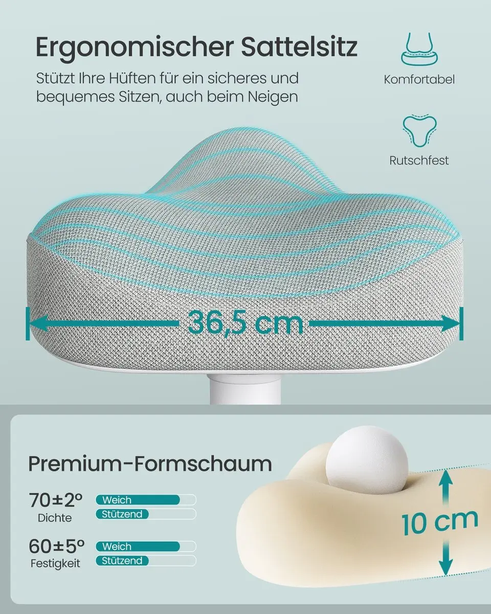 Songmics Staande Kruk - Duifgrijs - 36x36,5cm Verstelbaar 48-65,5cm - afbeelding 5 van 6