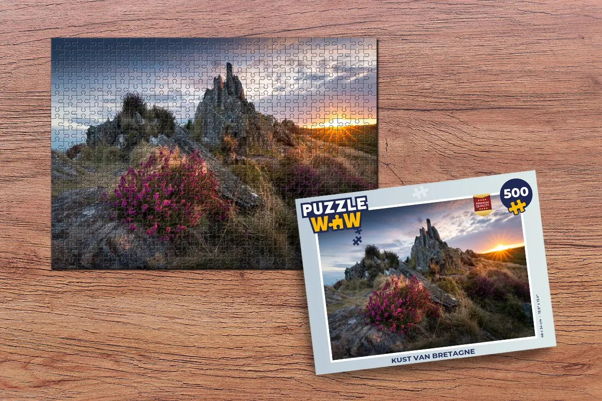PuzzleWow Kust van Bretagne Legpuzzel 500 Stuks - Multicolor