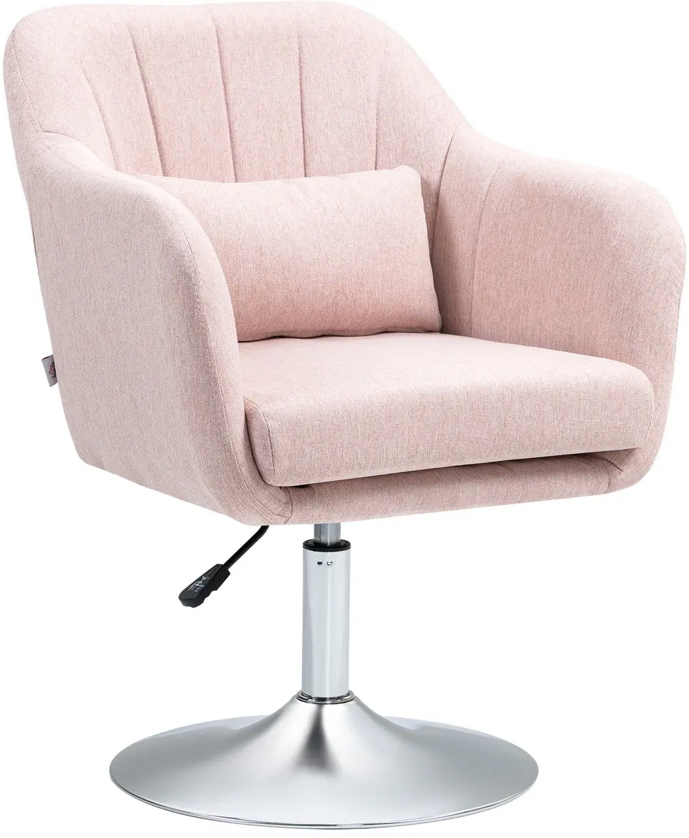 HOMCOM-Accentstoel-Linnen (100% polyester)-60x60x91cm-Roze