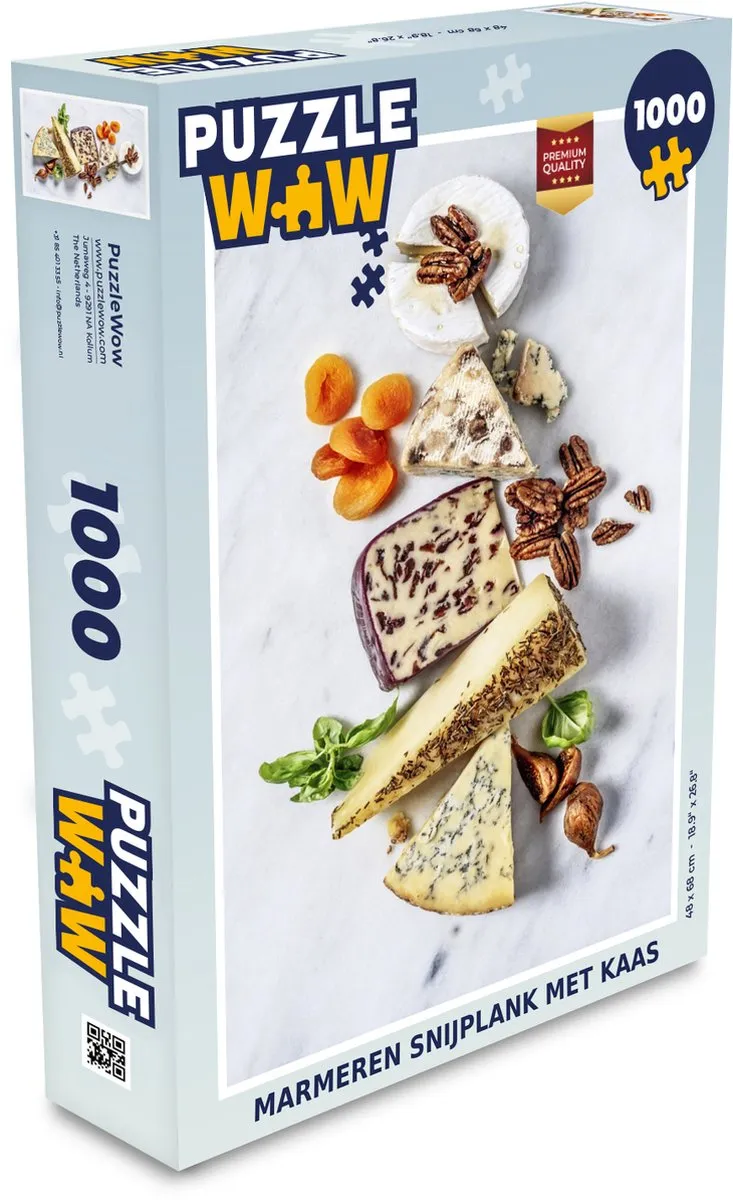 PuzzleWow Marmeren Snijplank met Kaas Legpuzzel 1000 Stuks