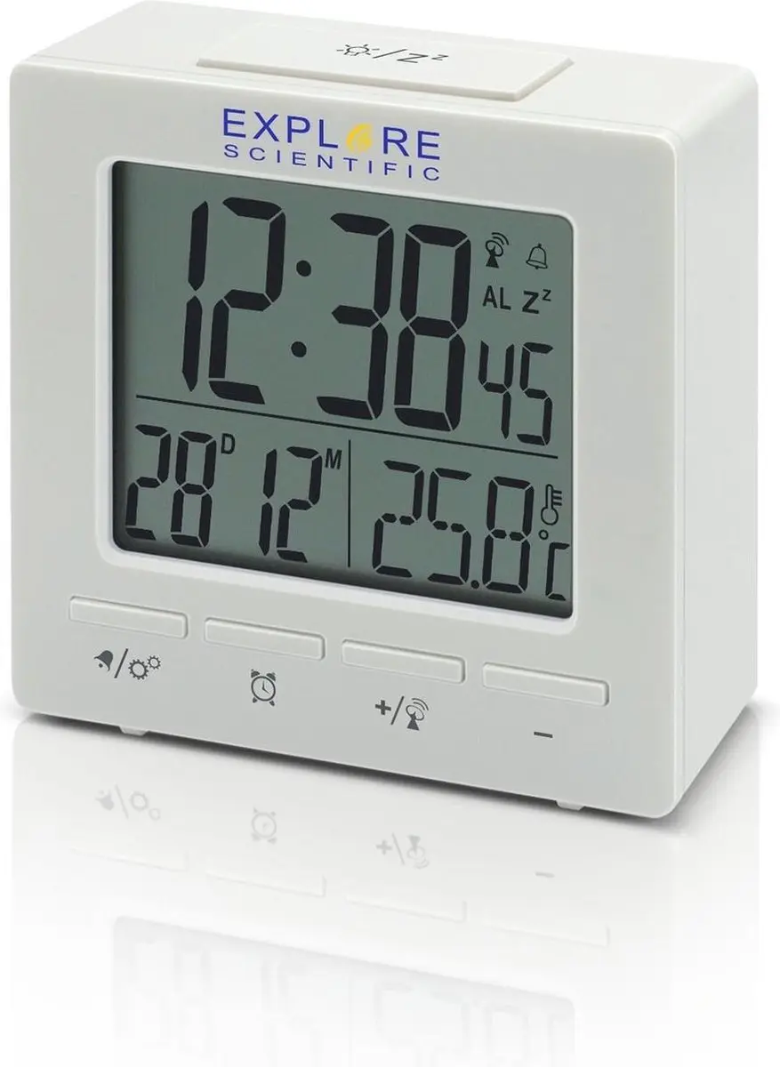 Bresser Mini Wekkerradio Explore Scientific 7,2cm - Wit - afbeelding 2 van 5