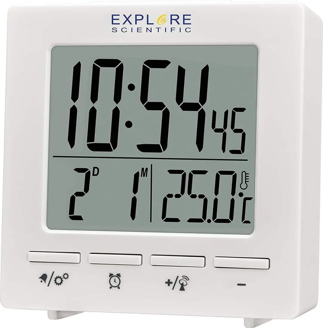 Bresser Mini Wekkerradio Explore Scientific 7,2cm - Wit - afbeelding 5 van 5