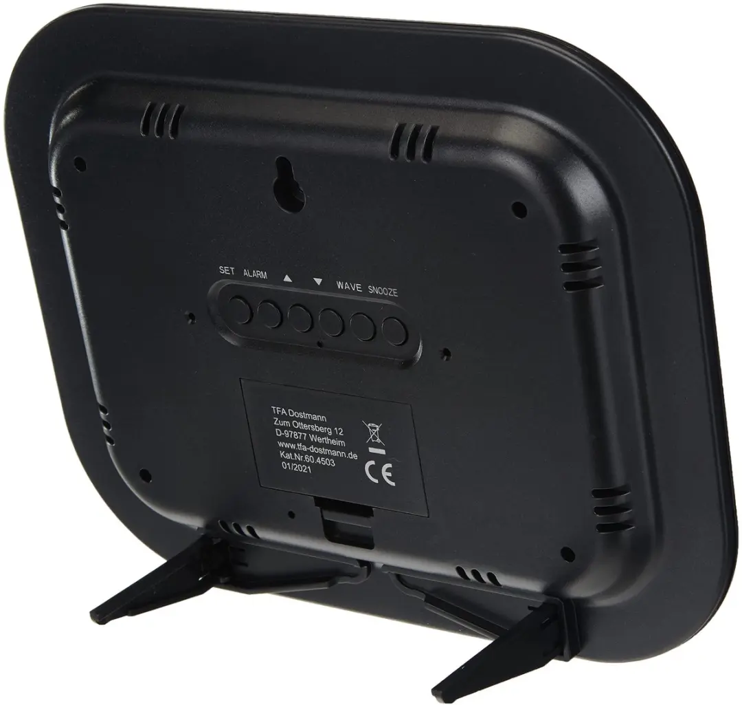TFA Dostmann 60.4503 Digitaal Radiogestuurde Klok - Alarm - Zwart/Zilverkleurig - afbeelding 2 van 3