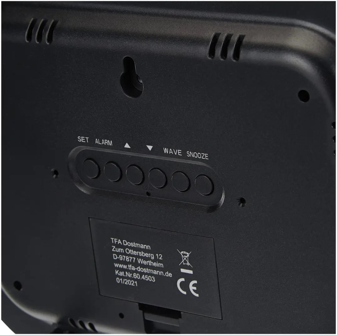 TFA Dostmann 60.4503 Digitaal Radiogestuurde Klok - Alarm - Zwart/Zilverkleurig - afbeelding 3 van 3