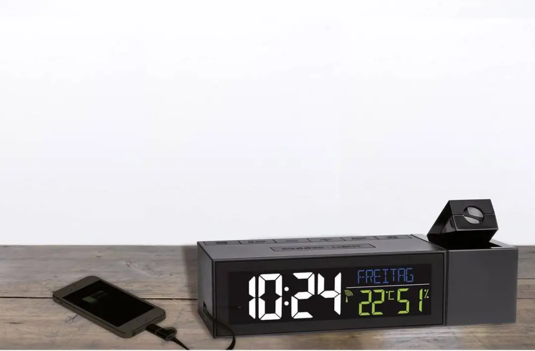 TFA Dostmann Projection Wekker 60.5014.01 - Thermometer - Zwart - afbeelding 3 van 6