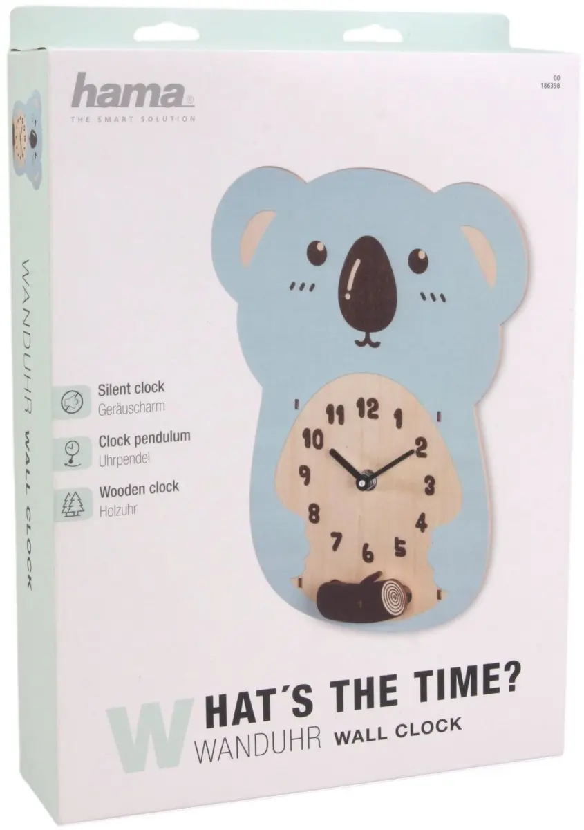 Hama Koala Houten Kinderwandklok - Blauw - afbeelding 6 van 6