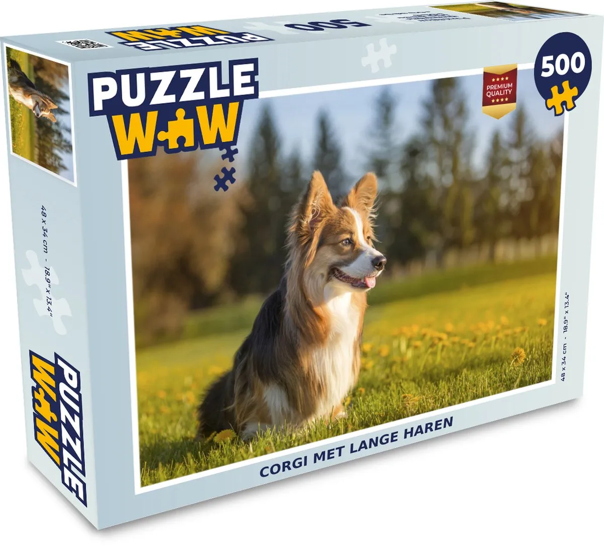 PuzzleWow Corgi met Lange Haren Legpuzzel 500 Stuks