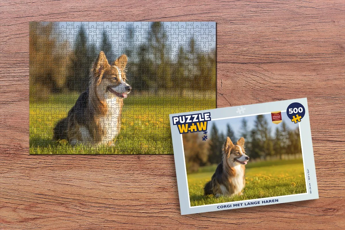 PuzzleWow Corgi met Lange Haren Legpuzzel 500 Stuks - Multicolor