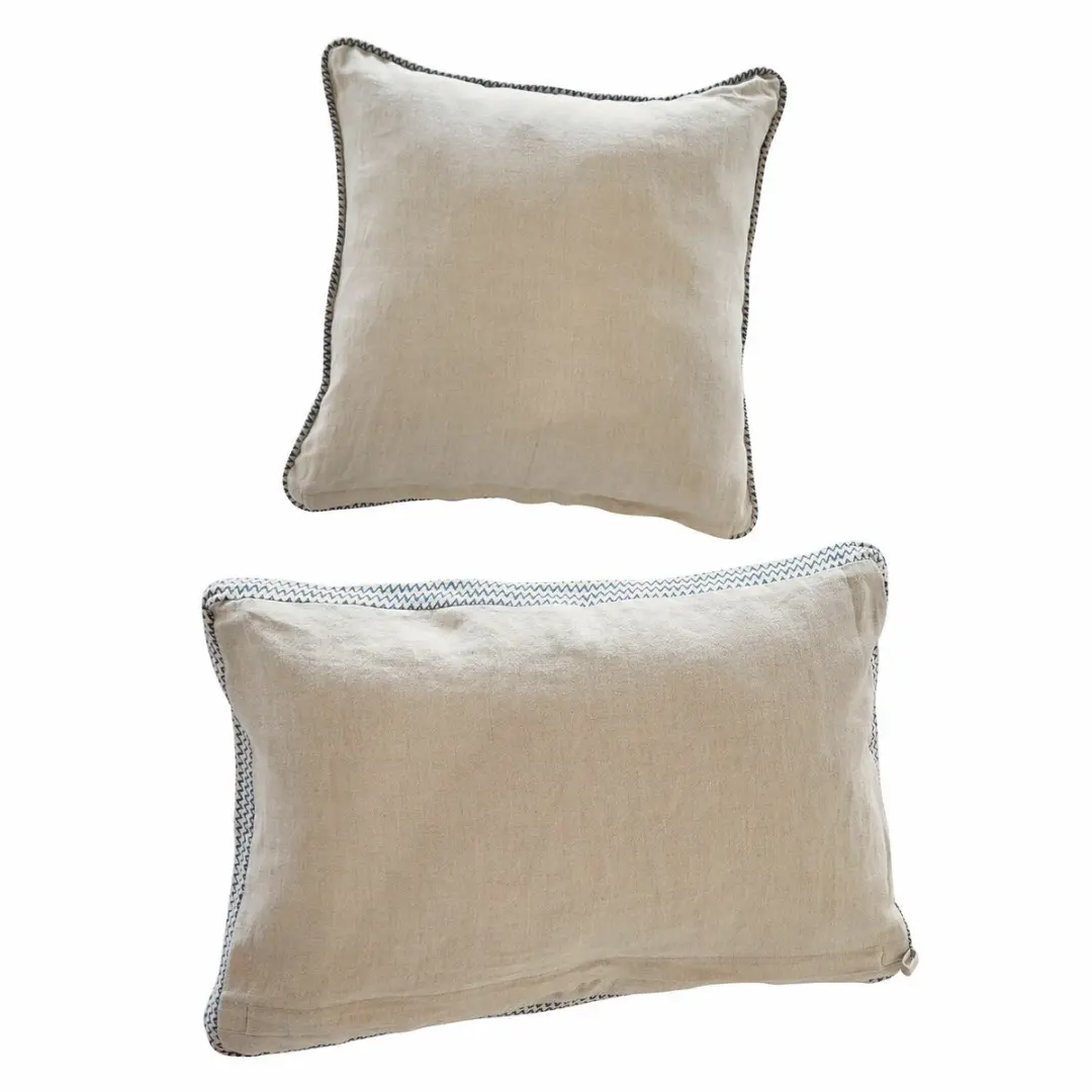 Loberon Kussenhoes Set 2 Stuks - Linnen/Blauw - afbeelding 5 van 5