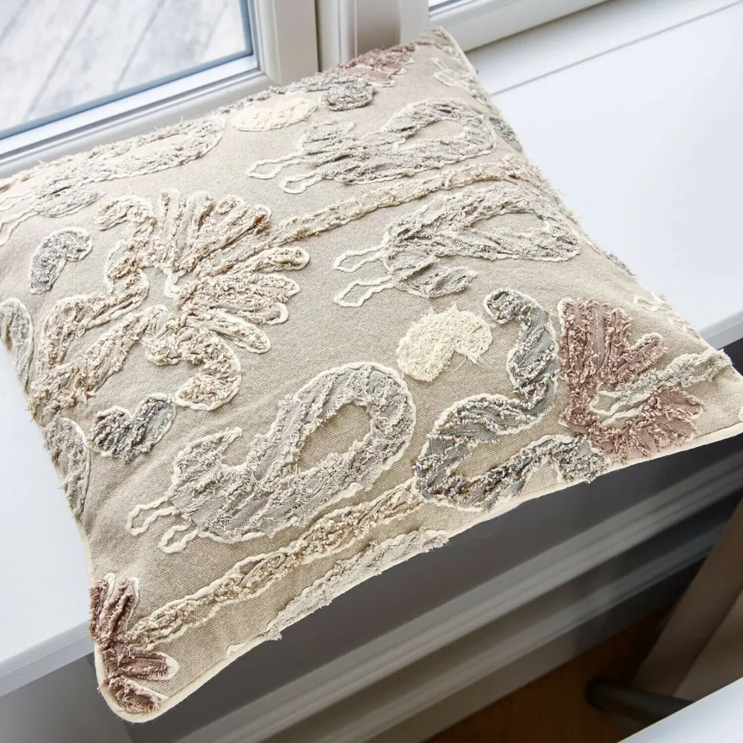 Loberon Kussenhoes Rahmira - Beige/Blauw/Rood - afbeelding 4 van 4