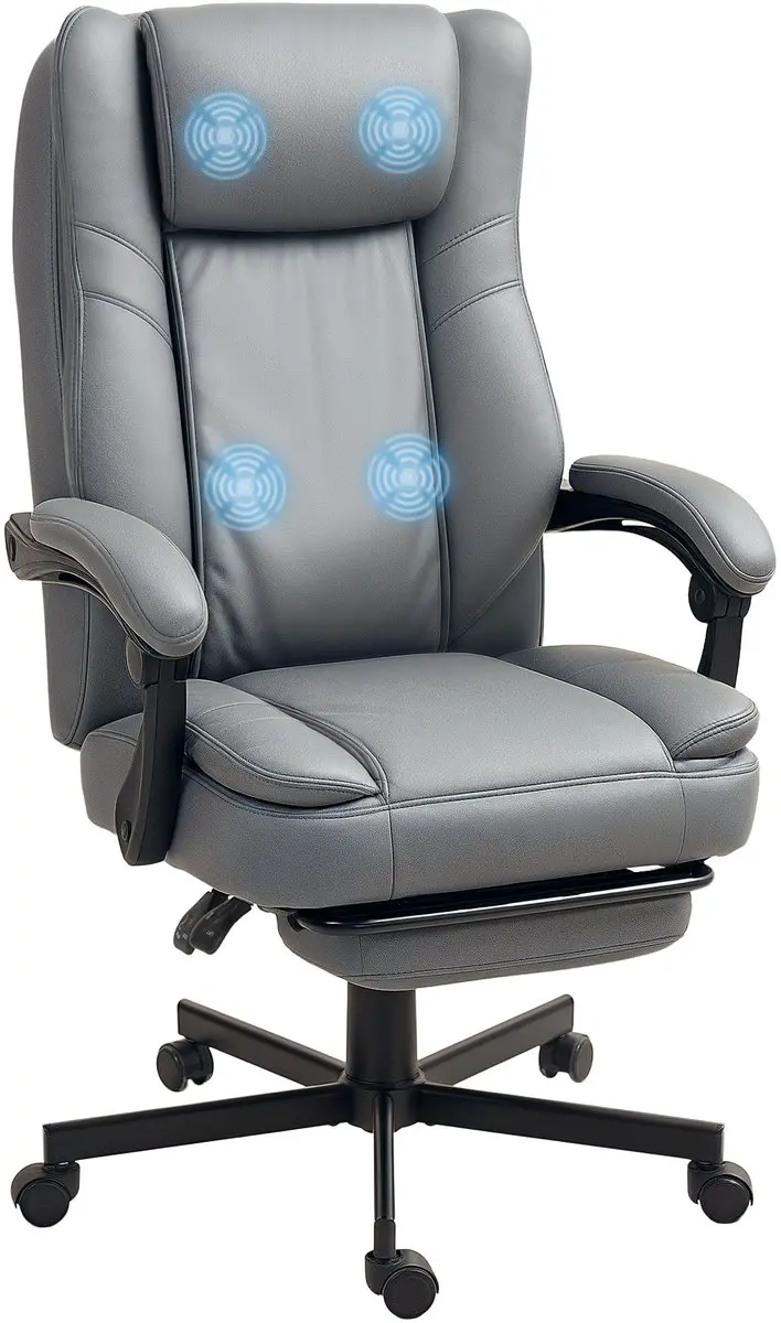HOMCOM-Bürostuhl mit Massagefunktion-Mikrofaser-Stoff, Schaumstoff-69L x 64B x
