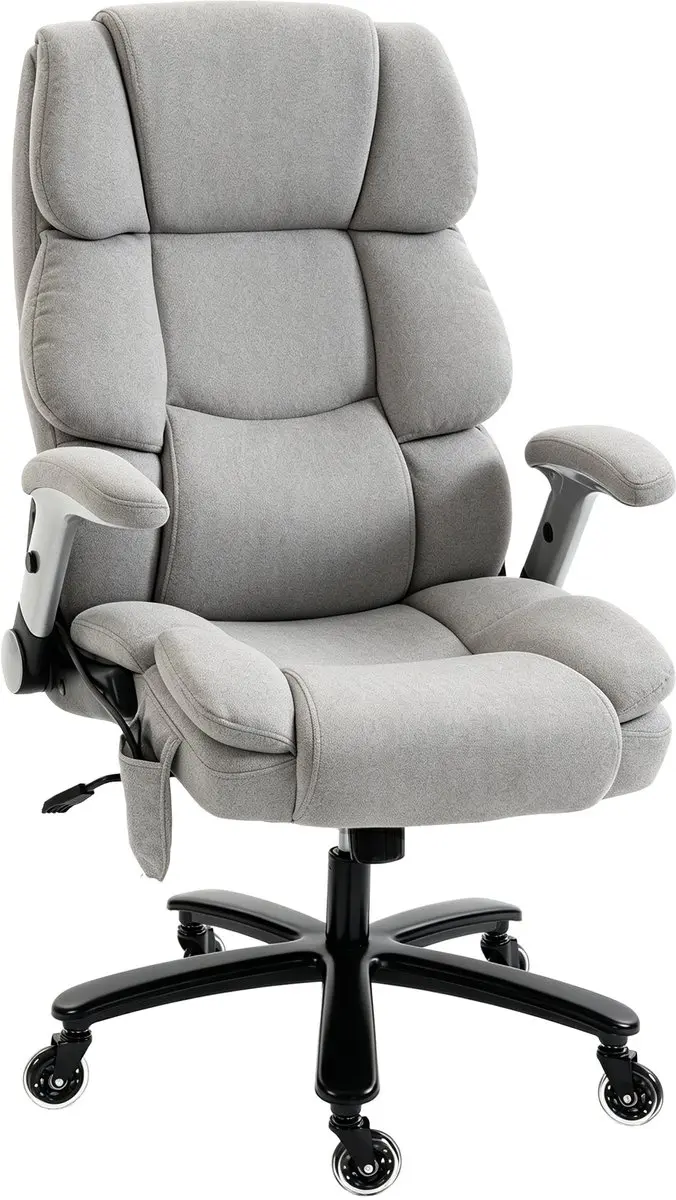 HOMCOM Heavy-Duty Office Chair-Schneeflanell (70% Baumwolle, 30% Polyester)-Hell