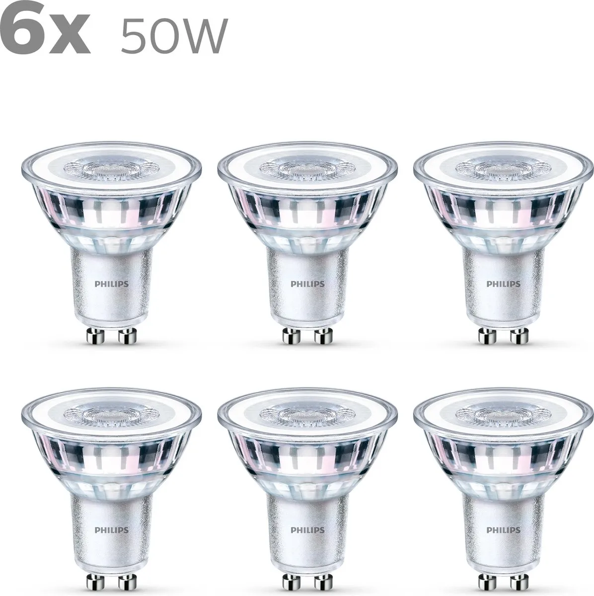 Philips LED Spot GU10 4.6W Warmwit - 6 Stuks
