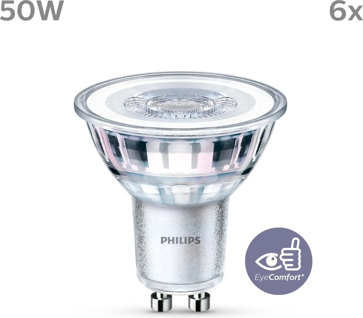 Philips LED Spot GU10 4.6W Warmwit - 6 Stuks