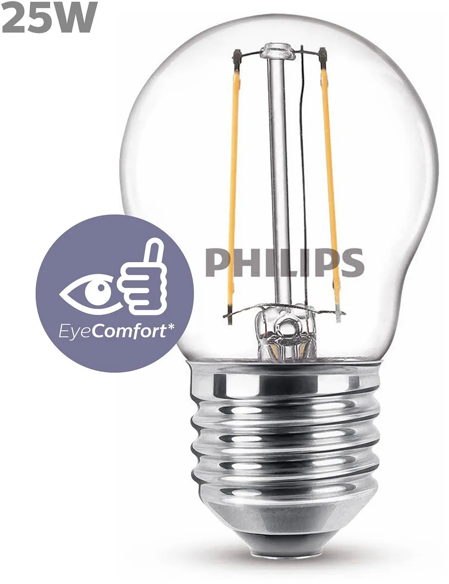 Philips LED Kogellamp E27 2700K Warmwit - Helder glas