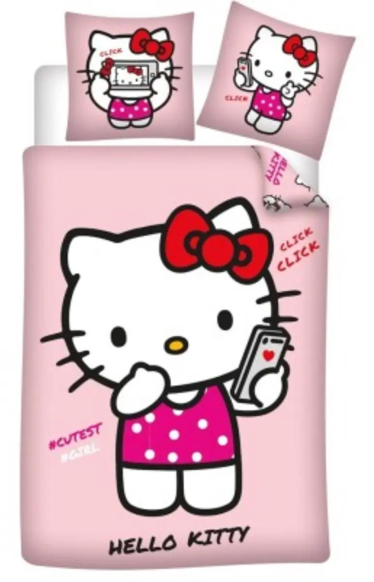 Hello Kitty Dekbedovertrek roze 140 X 200 cm