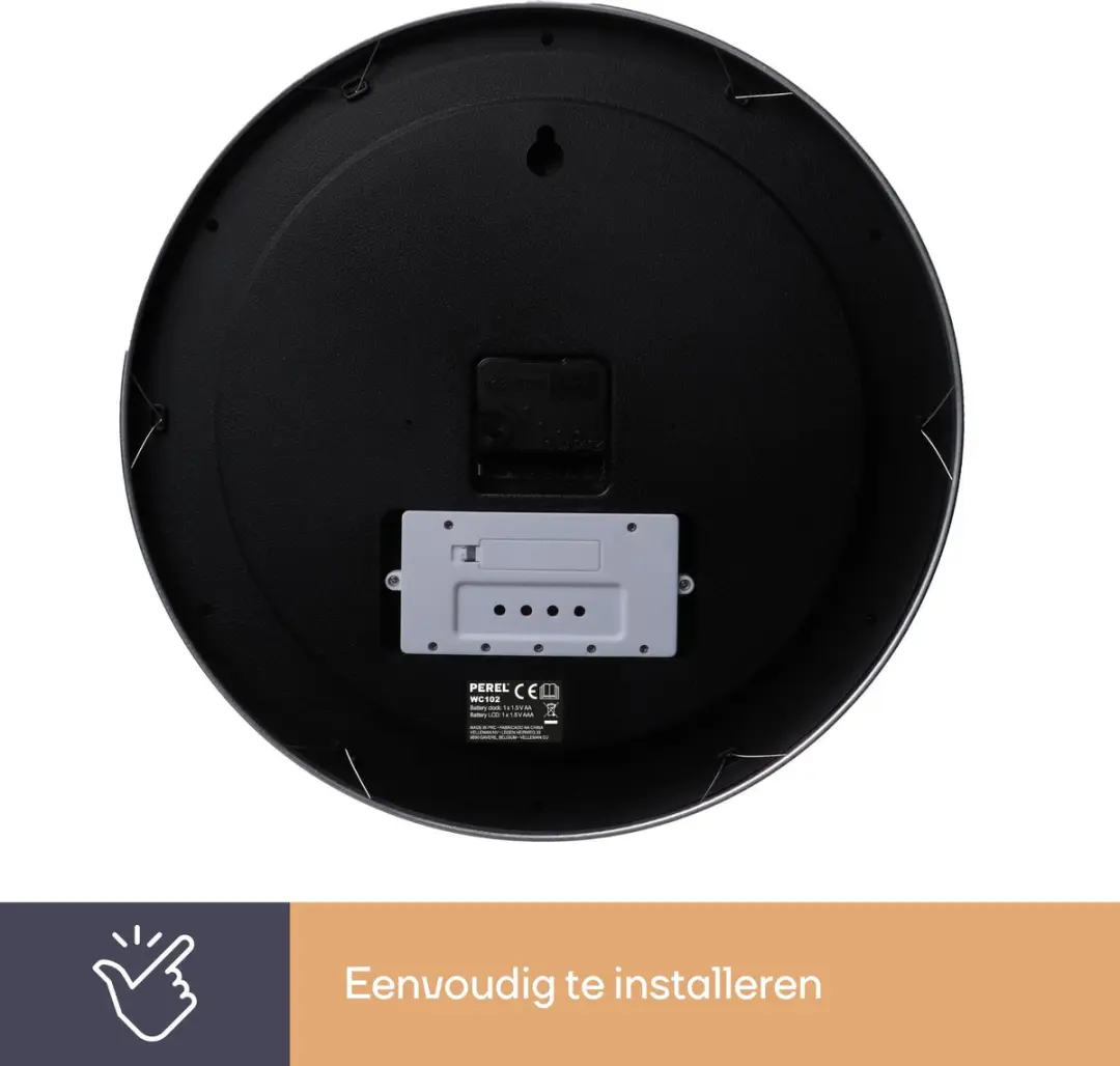 Perel Wandklok 35cm - Analoog met LCD temperatuur/luchtvochtigheid - Zilver - afbeelding 2 van 6