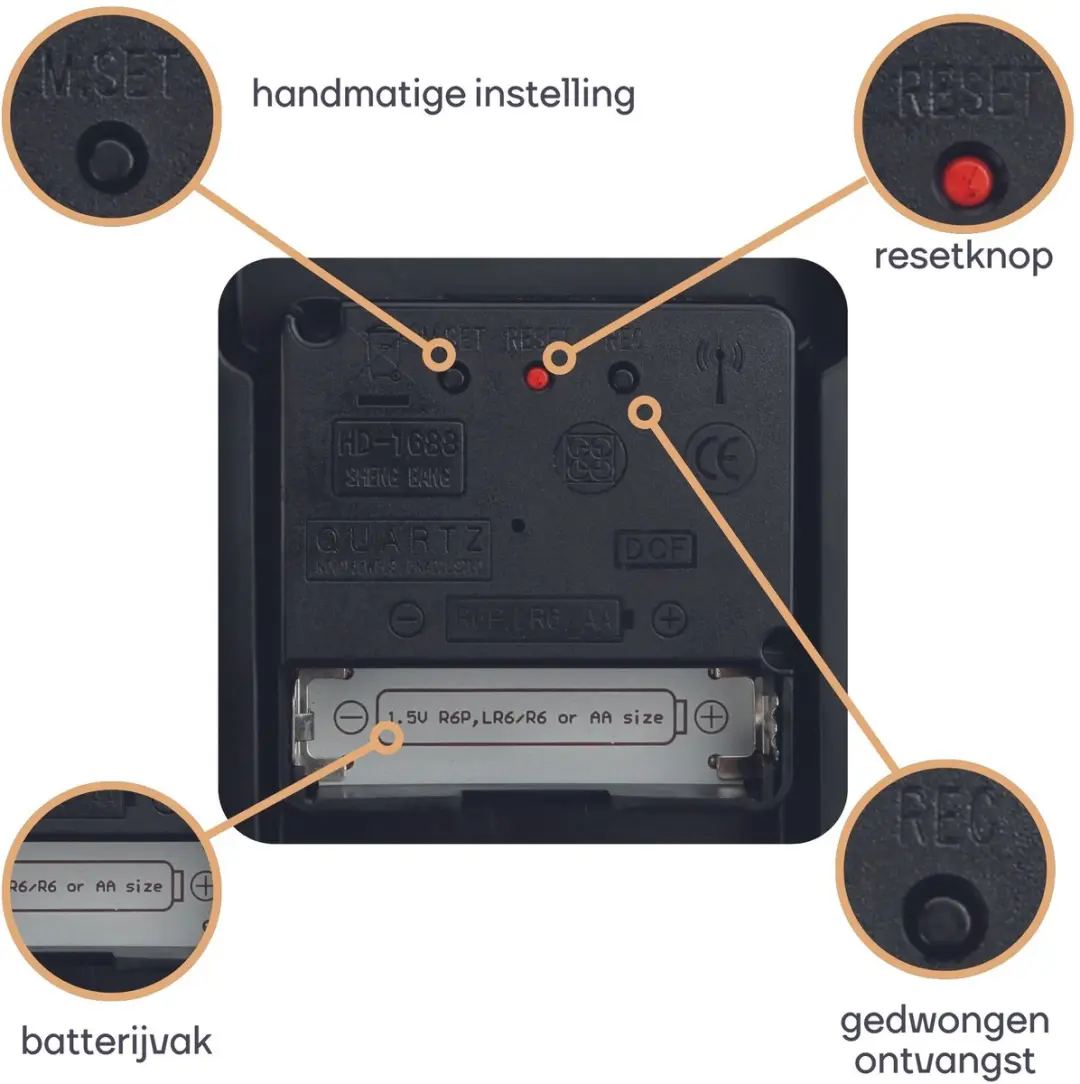 Perel Wandklok 30cm Analoog Stil DCF - Zilver - afbeelding 4 van 6