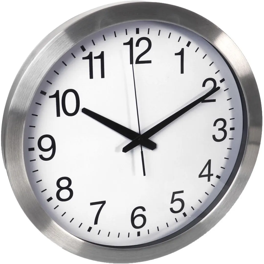 Perel Wandklok 40cm DCF - Analoog - Zilverkleurig aluminium - afbeelding 2 van 6