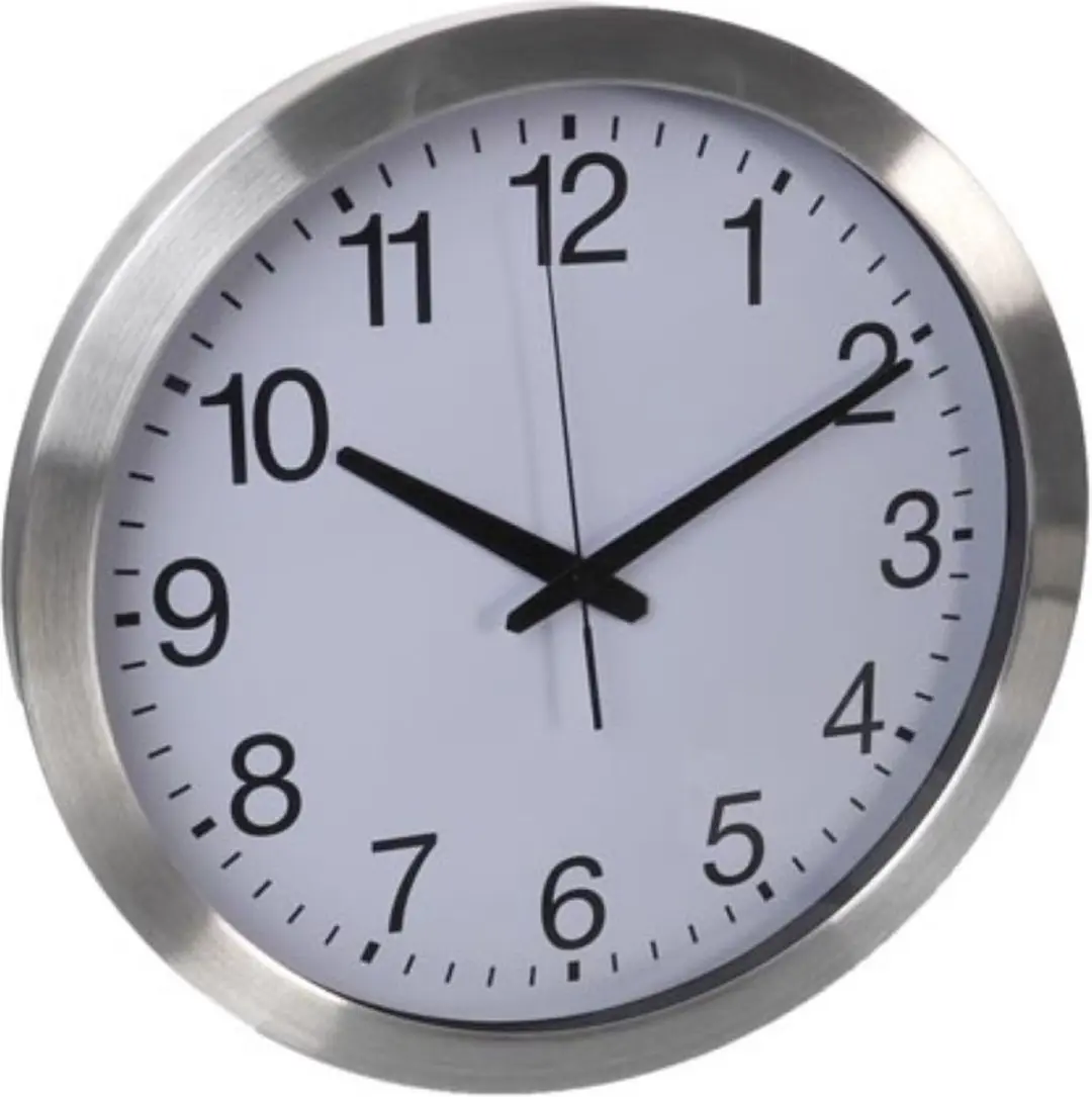 Perel Wandklok 40cm DCF - Analoog - Zilverkleurig aluminium - afbeelding 6 van 6