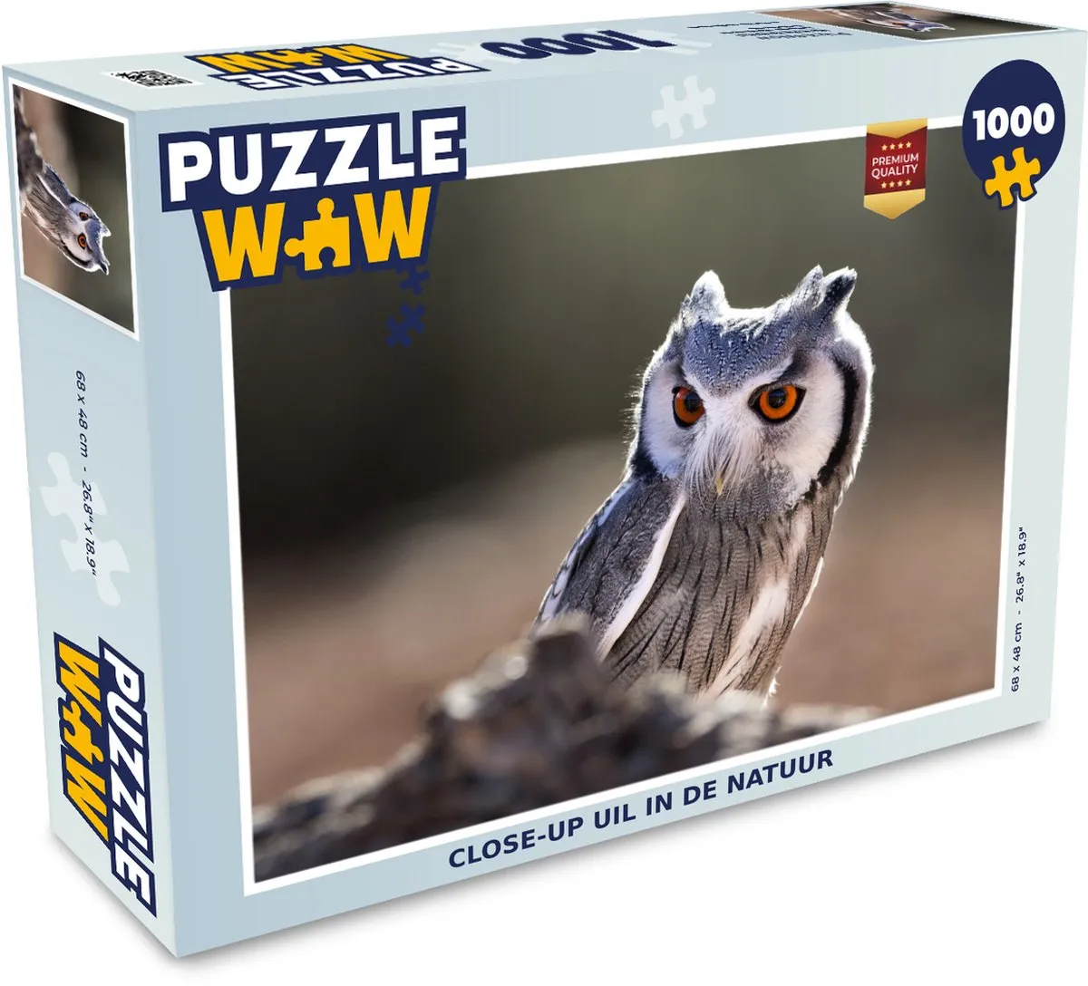 PuzzleWow Uil Macro Legpuzzel 1000 Stuks - Multicolor