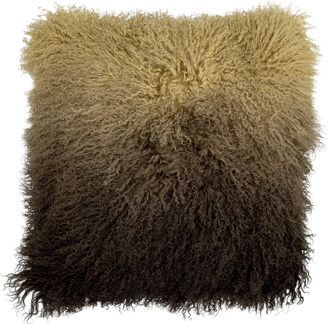 Pansy Cushion, Brown, Lambskin Tibetian