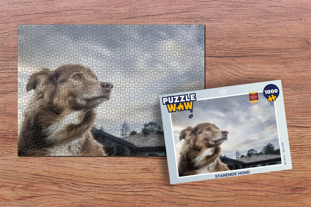 PuzzleWow Legpuzzel Starende Hond 1000 Stuks - Multicolor