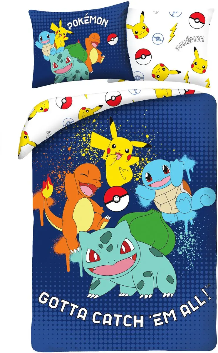 Pokemon Gotta Catch Em All Dekbedovertrek 140 x 200 cm (70 x 90 cm) polyester
