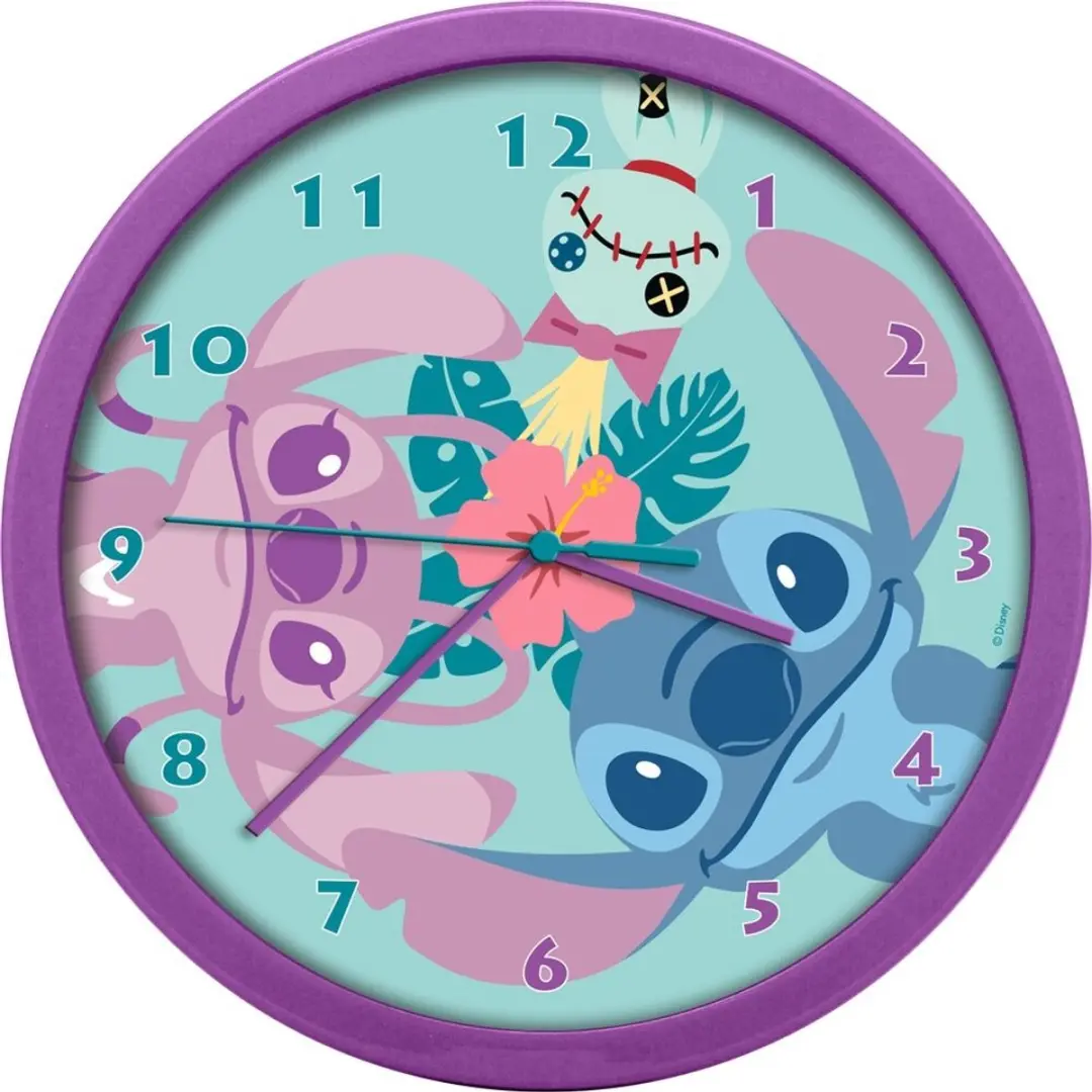 Lilo & Stitch Wandklok 24cm - Paars/ Groen - afbeelding 6 van 6