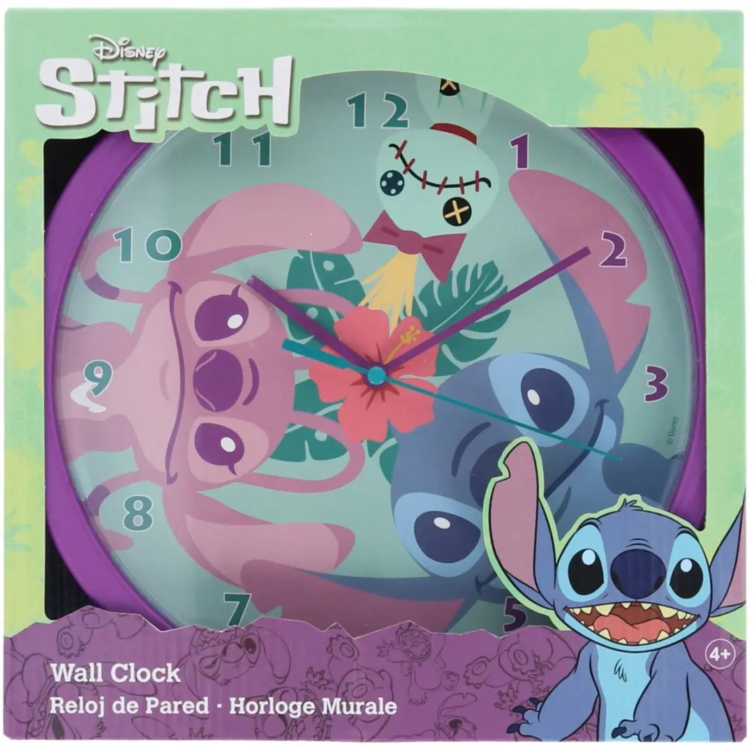 Lilo & Stitch Wandklok 24cm - Paars/ Groen - afbeelding 4 van 6