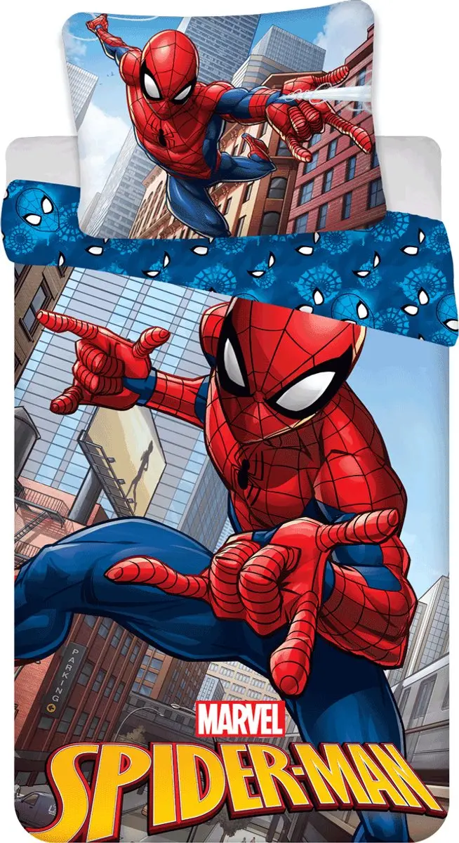 Spider-Man Dekbedovertrek City Eenpersoons 140x200cm