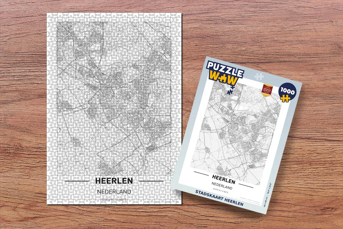 PuzzleWow Stadskaart Heerlen Legpuzzel 1000 Stuks - Multicolor