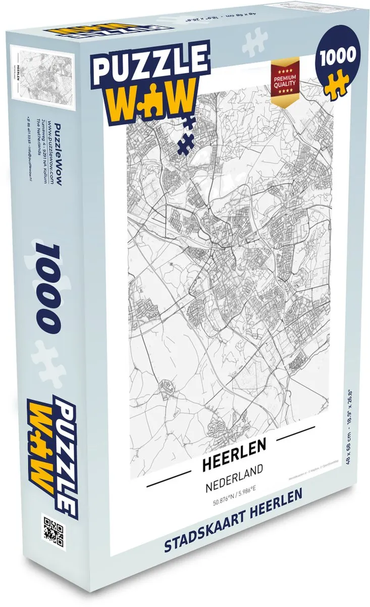 PuzzleWow Stadskaart Heerlen Legpuzzel 1000 Stuks