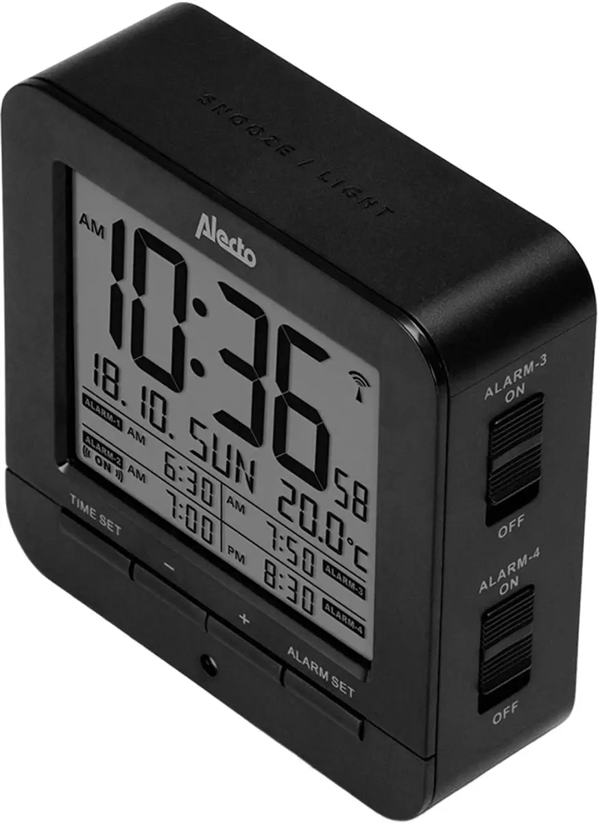 Alecto AK-20 Digitale Reiswekker Thermometer - Zwart - afbeelding 2 van 6