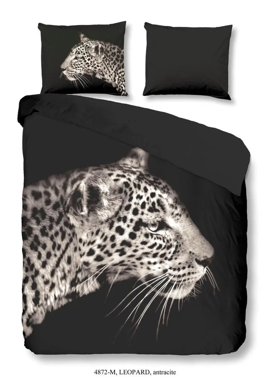 Pure Dekbedovertrek 4872-M LEOPARD 135x200 cm zwart