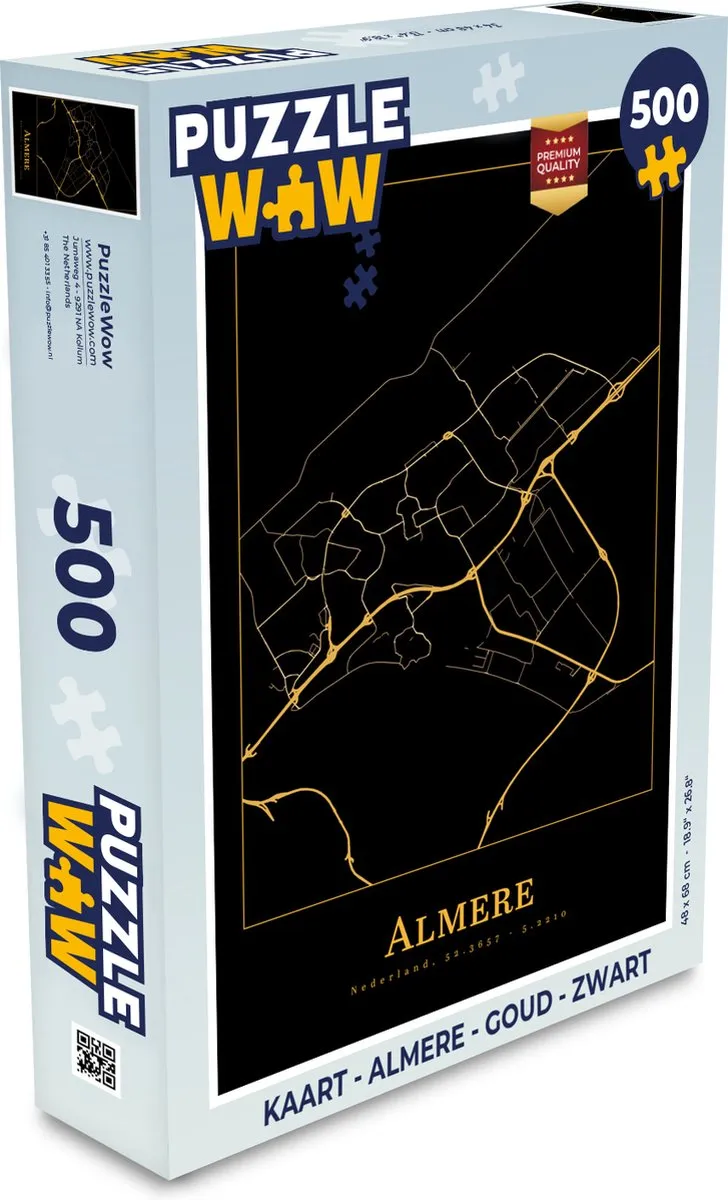 PuzzleWow Almere Legpuzzel 500 Stuks - Goud/Zwart