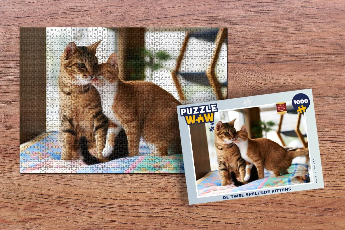 PuzzleWow De twee spelende kittens Legpuzzel 1000 Stuks