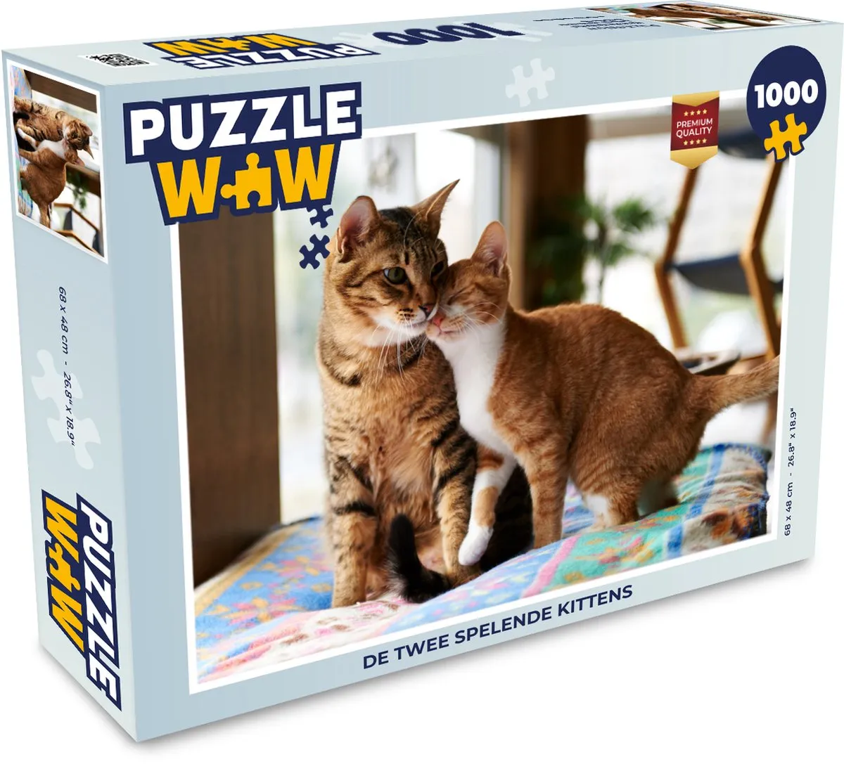 PuzzleWow De twee spelende kittens Legpuzzel 1000 Stuks - Multicolor