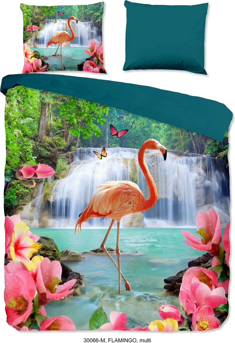 Pure Dekbedovertrek "flamingo, tropischeprint"