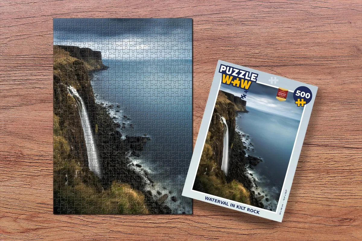 PuzzleWow Waterval in Kilt Rock Legpuzzel 500 Stuks - Multicolor